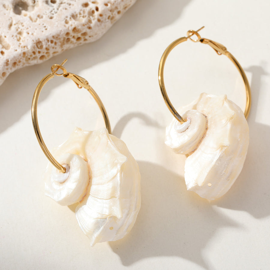 Maravelle Shell Hoops