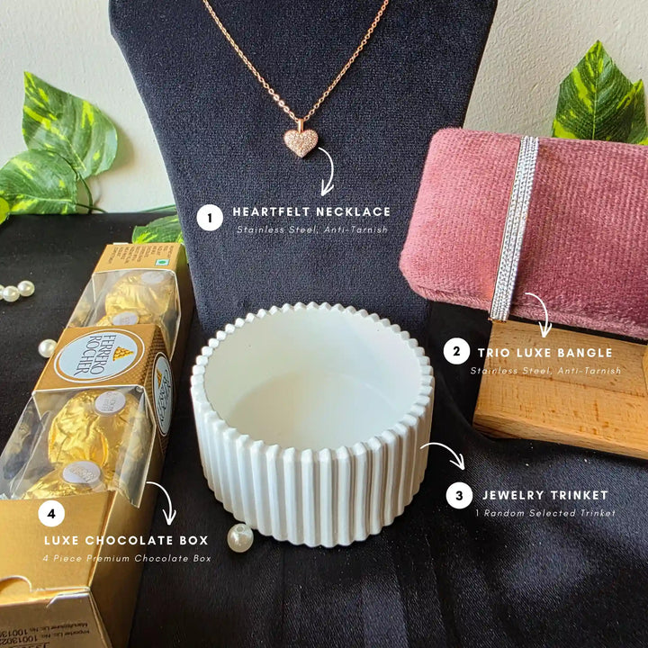 Valentine Luxe Jewellery & Chocolate Hamper - Bright love