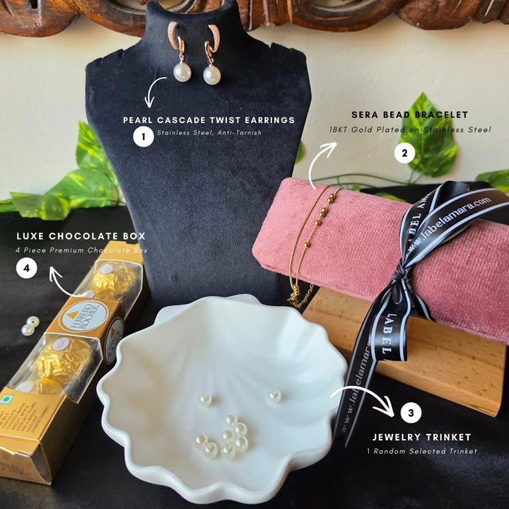 Valentine Luxe Pearl Grace Hamper - 18kt gold plated 1 piece