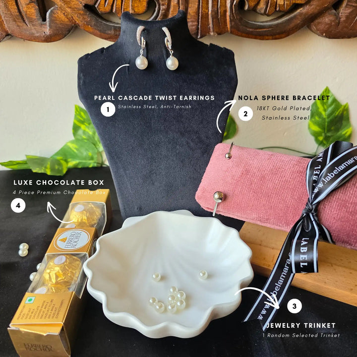 Valentine Luxe Pearl Sphere Hamper - 18KT GOLD PLATED 1 PIECE