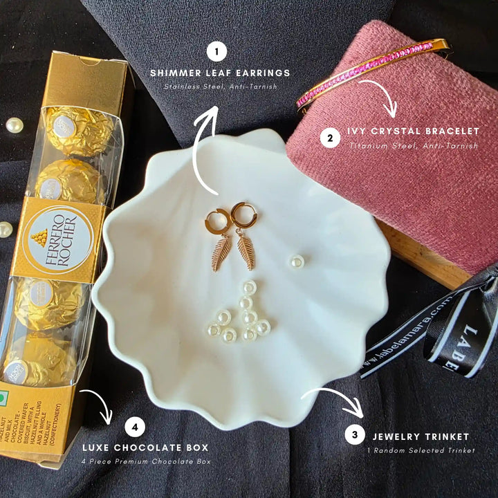 Valentine Luxe Shimmer Bloom Hamper - 18KT GOLD PLATED 1 PIECE